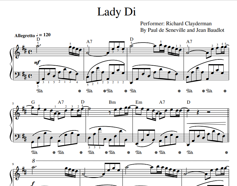 Paul de Seneville - Lady Di sheet music for piano